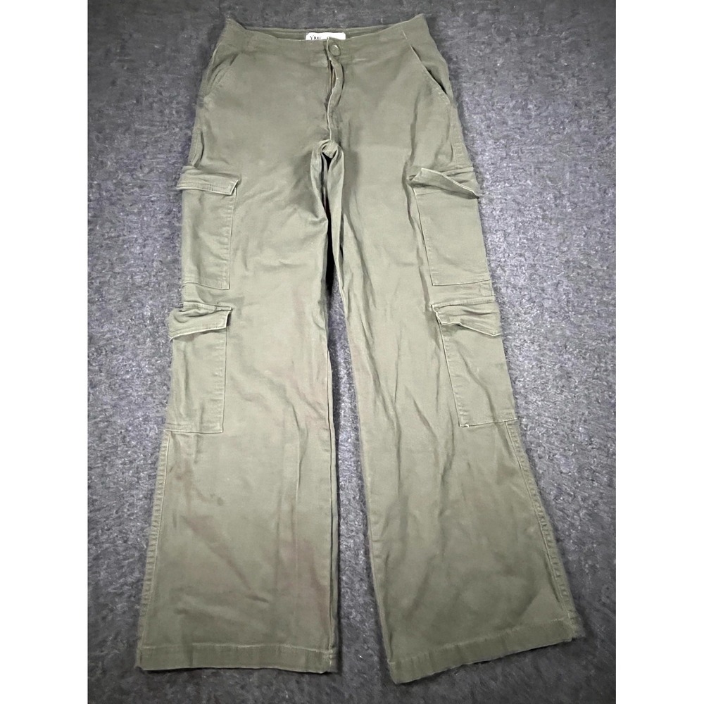 Y2K YMI All Day Cargo Pants Womens 1/25 Olive Green High Rise Cotton Stretch